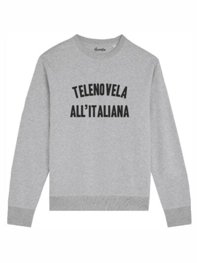 Felpa uomo scamosciata leggera Fiamma con la scritta in patch a rilievo "telenovela italiana" - FFU05