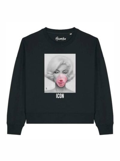 Felpa donna Luna con Marilyn Monroe e la scritta “icon” in patch - FL025