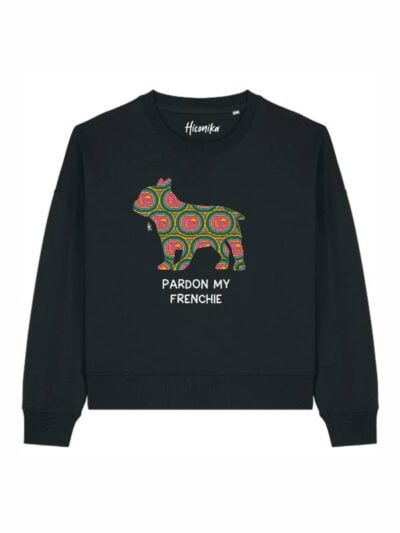 Felpa donna Luna con un bulldog francese e la scritta “pardon my frenchie” in glitter - FL029
