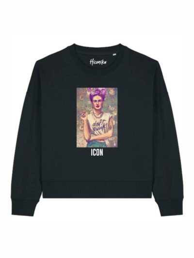Felpa donna Luna con Frida Kahlo e la scritta “icon” in patch - FL041