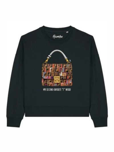 Felpa donna Luna con una borsa e la scritta “my second favorite f word” in glitter - FL045