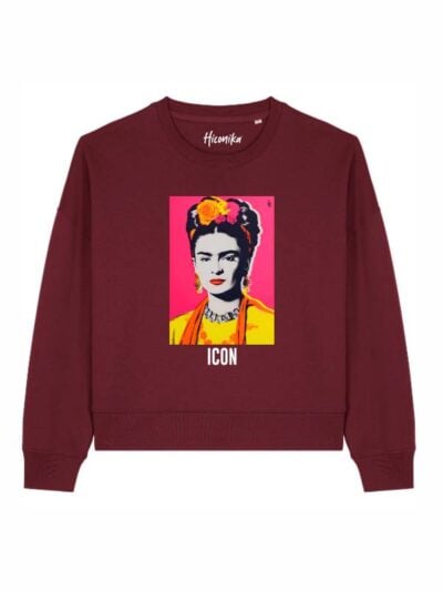 Felpa donna Luna con Frida Kahlo e la scritta “icon” in patch - FL048