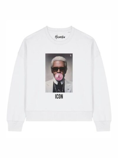 Felpa donna Luna con stampa fashion e la scritta “icon” in patch - FL014
