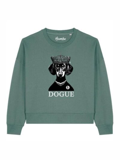Felpa donna Luna con un cane che indossa una corona e la scritta “dogue” in glitter - FL043
