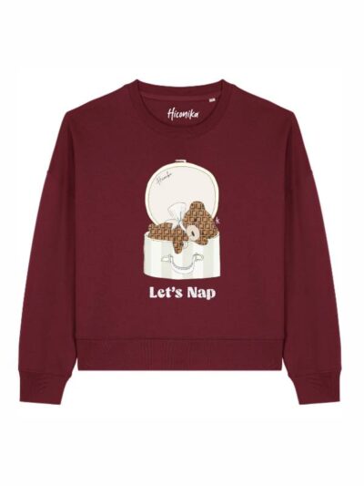 Felpa donna Luna con un orsetto e la scritta “let's nap” in glitter - FL044
