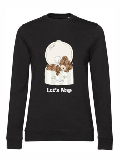 Felpa donna leggera Sidney con un orsetto e la scritta “let's nap” in glitter - FS044