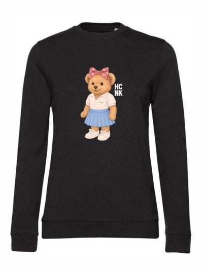 Felpa donna leggera Sidney con un orsetto e la scritta “hcnk” in patch - FS047
