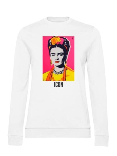 Felpa donna leggera Sidney con Frida Kahlo e la scritta “icon” in patch - FS048