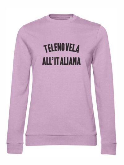 Felpa donna leggera Sidney con la scritta “telenovela all'italiana” in patch - FS049