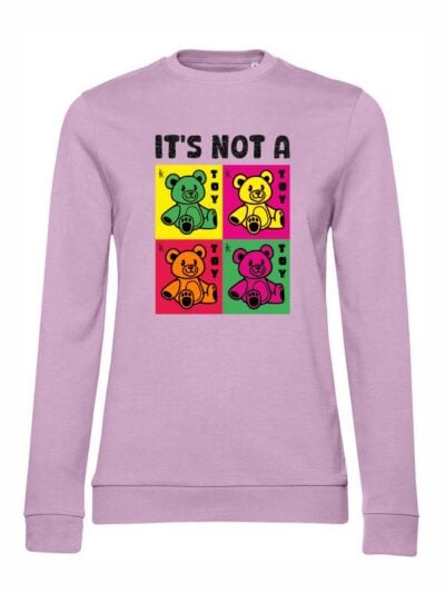 Felpa donna leggera Sidney con orsetti colorati e la scritta “It's not a toy” in glitter - FS005