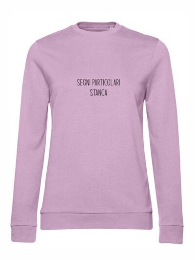 Felpa donna leggera Sidney con la scritta “segni particolari stanca” in patch - FS030