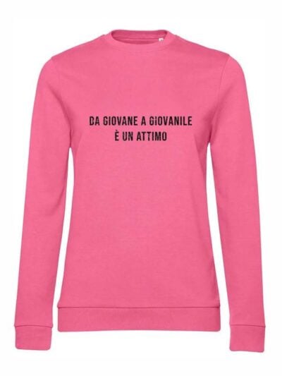 Felpa donna leggera Sidney con la scritta “da giovane e giovanile è un attimo” in glitter - FS046