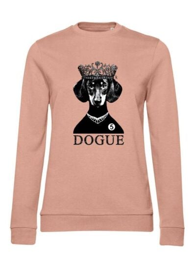 Felpa donna leggera Sidney con un cane che indossa una corona e la scritta “dogue” in glitter - FS043