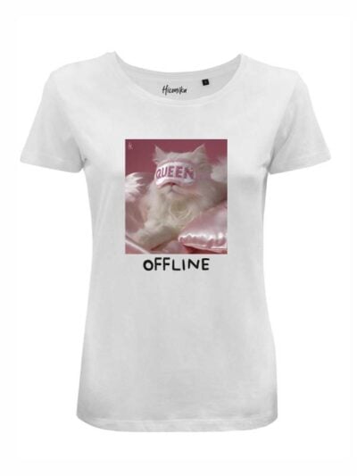 T-Shirt donna Lady 2.0 con un gatto e la scritta “offline” – LB010