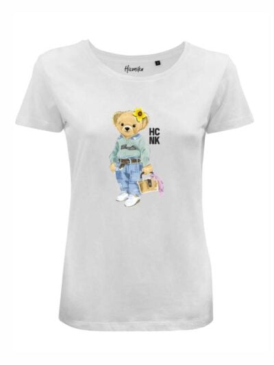T-Shirt donna Lady 2.0 con un orsetto alla moda e la scritta “hcnk” – LB011
