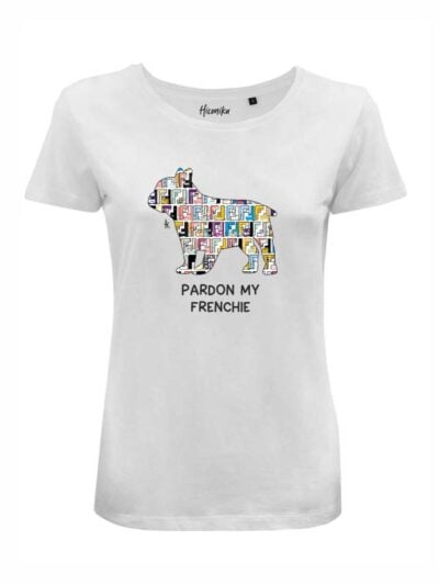 T-Shirt donna Lady 2.0 con un bulldog francese e la scritta “pardon my frenchie” – LB015