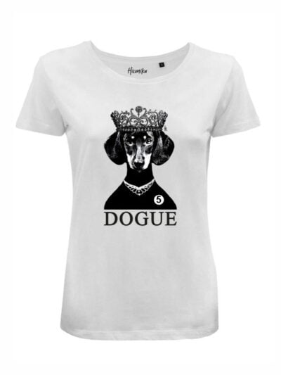 T-Shirt donna Lady 2.0 con un cane che indossa una corona e la scritta “dogue” – LB043