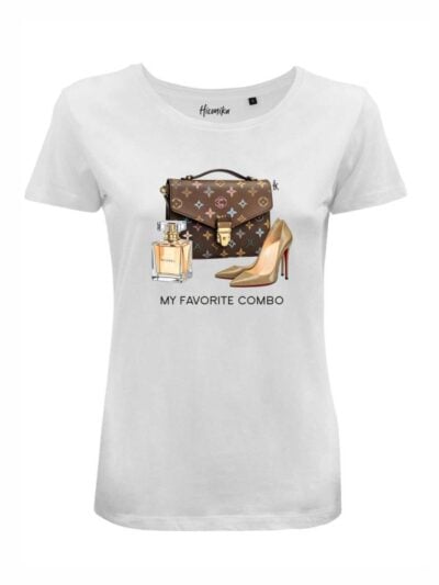 T-Shirt donna Lady 2.0 con accessori da donna e la scritta “my favorite combo” – LB050