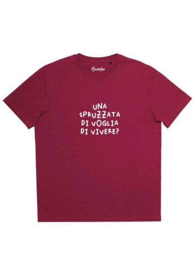 T-shirt uomo Prime con la scritta in patch a rilievo "una spruzzata di voglia di vivere?" - PRM94