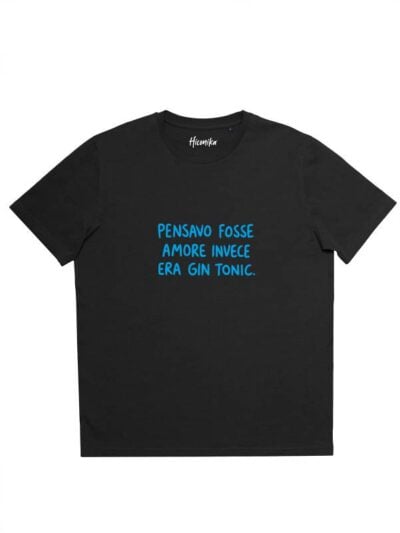 T-shirt uomo Prime con la scritta in patch a rilievo "pensavo fosse amore invece era gin tonic" - PRM90