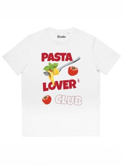 T-shirt uomo Prime con una forchetta, dei pomodori e la scritta "pasta lover club" - PRM105