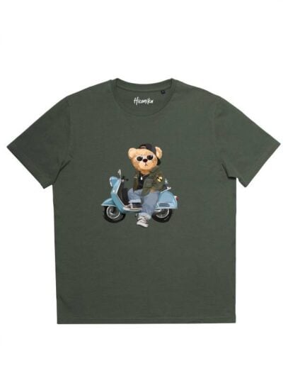 T-shirt uomo Prime con un orsetto stiloso su uno scooter - PRM96