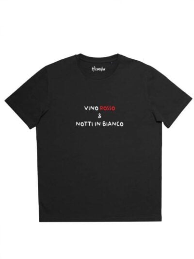 T-shirt uomo Prime con la scritta in patch a rilievo "vino rosso e notti in bianco" - PRM97