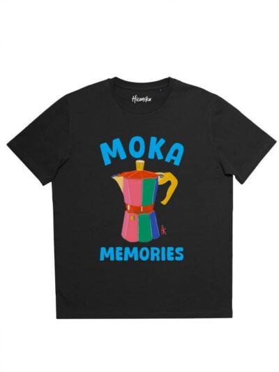 T-shirt uomo Prime con una moka e la scritta in patch a rilievo "moka memories" - PRM110