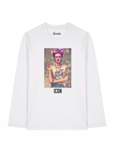 T-shirt Alba manica lunga con Frida Kahlo e la scritta “icon” in patch - TA041