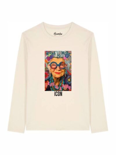 T-shirt Alba manica lunga con tributo a Iris Apfel e la scritta “icon” in glitter - TA027