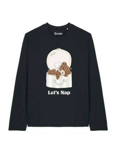T-shirt Alba manica lunga con un orsetto e la scritta “let's nap” in glitter - TA044