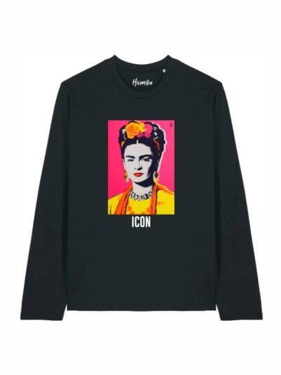 T-shirt Alba manica lunga con Frida Kahlo e la scritta “icon” in patch - TA048