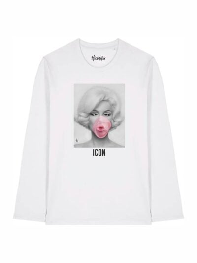 T-shirt Alba manica lunga con Marilyn Monroe e la scritta “icon” in patch - TA025