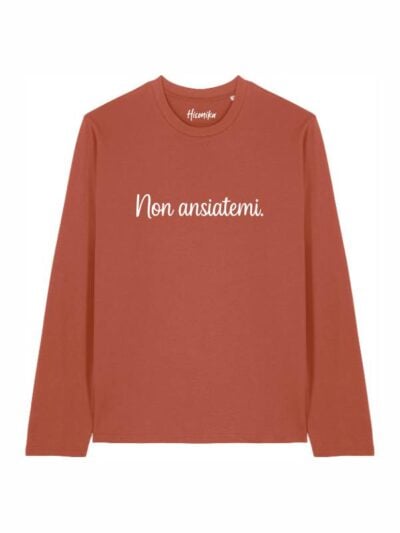 T-shirt Alba manica lunga con la scritta “non ansiatemi” in patch - TA006