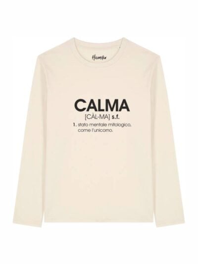 T-shirt Alba manica lunga con la scritta “calma” in patch - TA003