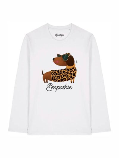 T-shirt Alba manica lunga con un bassotto e la scritta “Empathie” in patch - TA009