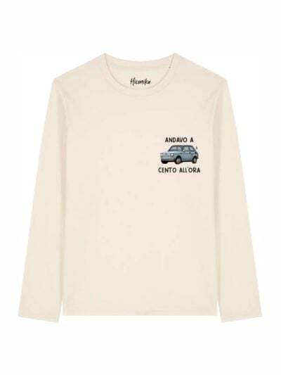 T-shirt Alba manica lunga con un'automobile e la scritta "andavo a cento all'ora" - TAU06