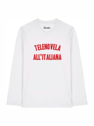 T-shirt Alba manica lunga con la scritta in patch a rilievo "telenovela italiana" - TAU05