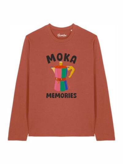 T-shirt Alba manica lunga con una moka e la scritta in patch a rilievo "moka memories" - TAU23
