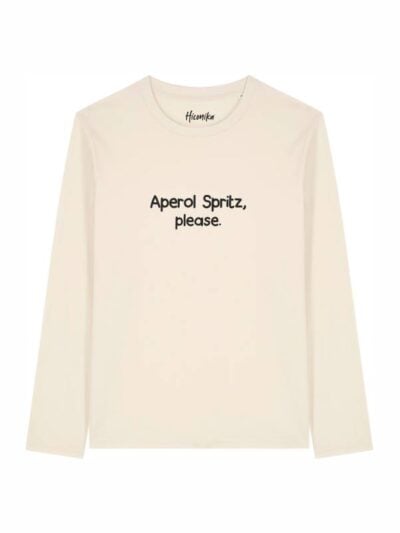 T-shirt Alba manica lunga con la scritta “aperol spritz, please” in patch - TA019