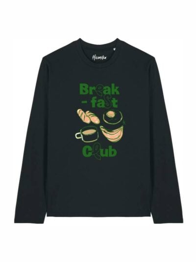 T-shirt Alba manica lunga con dei cibi e la scritta "breakfast club" - TAU20