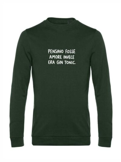 Felpa uomo Toronto con la scritta in patch a rilievo "pensavo fosse amore invece era gin tonic" – TRT03