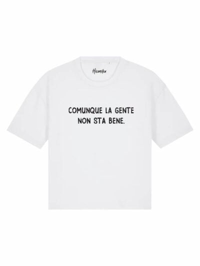 T-Shirt donna Stella con la scritta “comunque la gente non sta bene” in glitter – TS008