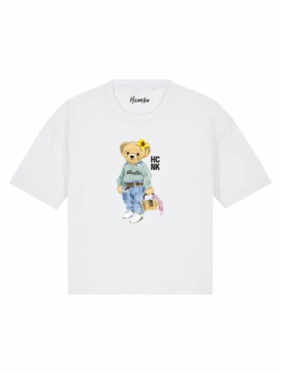 T-Shirt donna Stella con un orsetto alla moda e la scritta “hcnk” in patch – TS011