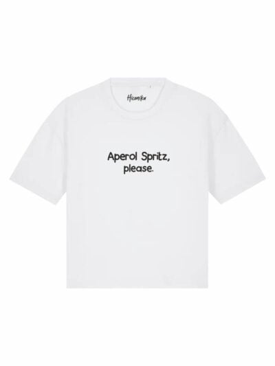T-Shirt donna Stella con la scritta “aperol spritz, please” in patch – TS019