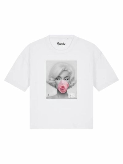 T-Shirt donna Stella con Marilyn Monroe e la scritta “icon” in glitter – TS025