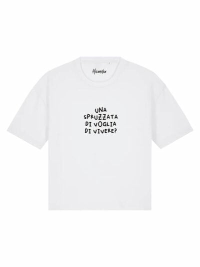 T-Shirt donna Stella con la scritta “una spruzzata di voglia di vivere?” in patch – TS028