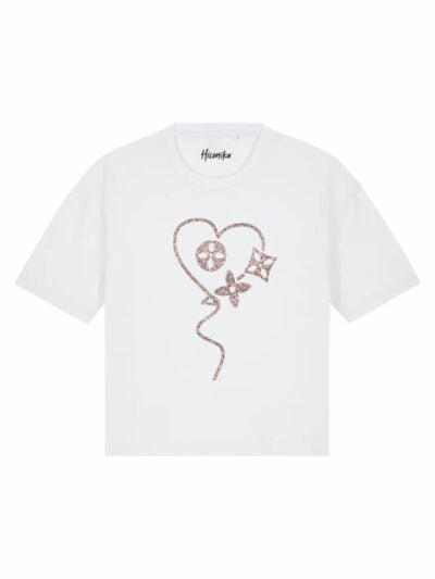 T-Shirt donna Stella con un cuore in glitter – TS032