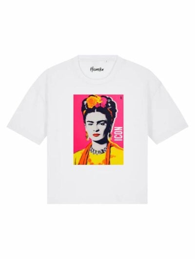 T-Shirt donna Stella con Frida Kahlo e la scritta “icon” in glitter – TS048