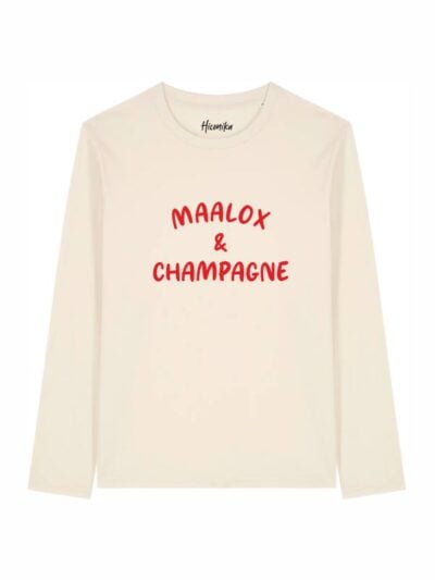 T-shirt Alba manica lunga con la scritta “maalox and champagne” in patch - TA023